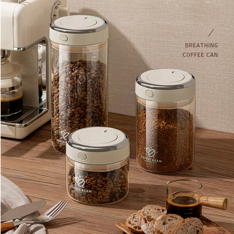 Vakuum-Kaffeedosen aus Glas mit CO2-Ventil