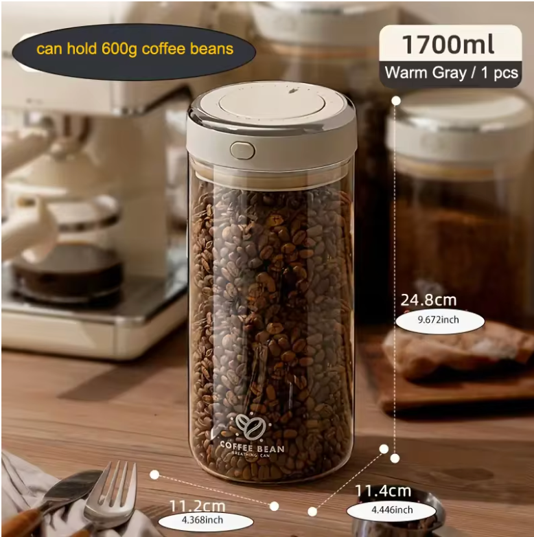 Vakuum-Kaffeedosen aus Glas mit CO2-Ventil