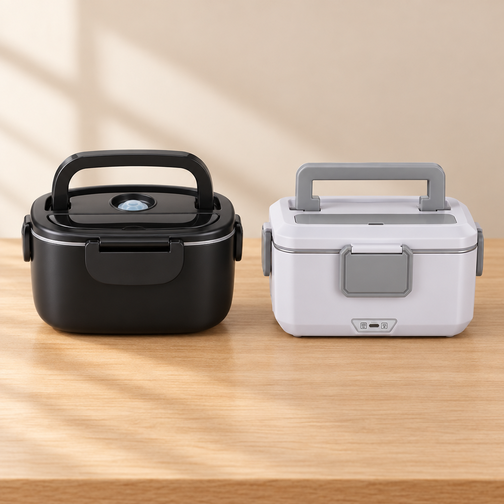 KI-Bildentwurf mit schwarzer und heller elektrischer Lunchbox