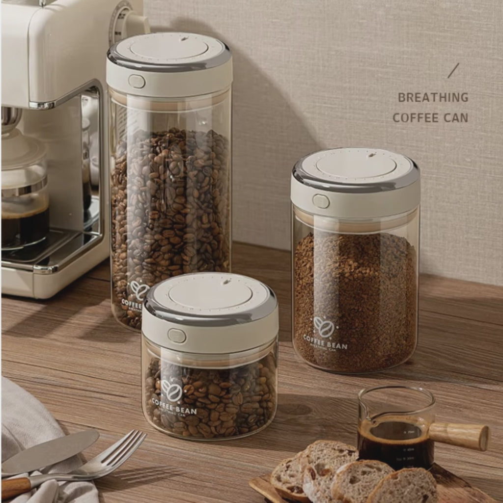 Vakuum-Kaffeedosen aus Glas mit CO2-Ventil