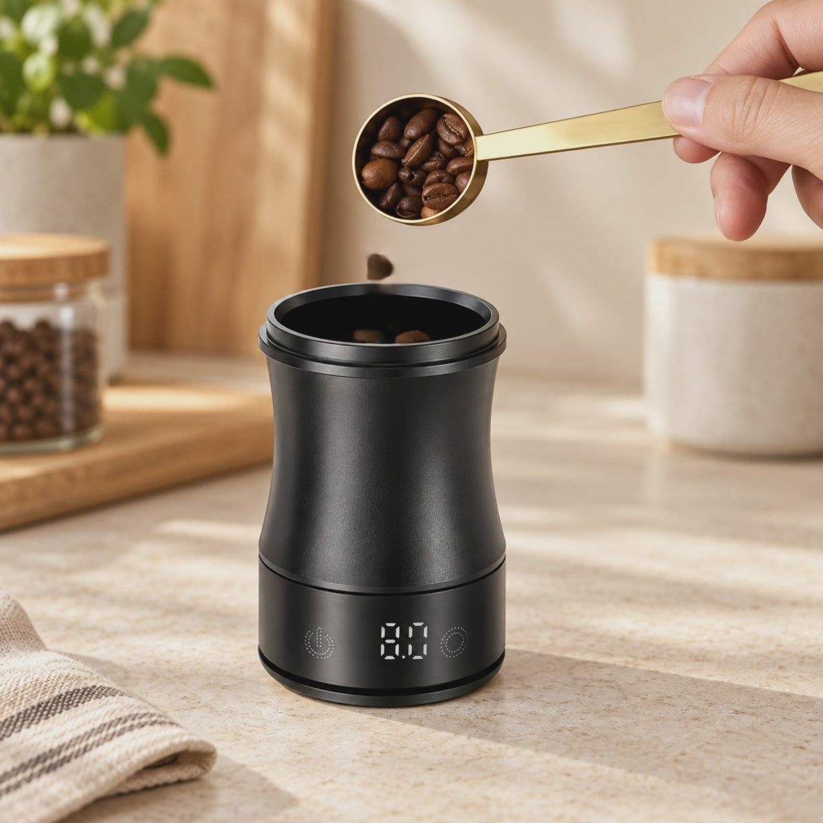 OANKR 2-in-1-Kaffeewaage mit Dosierbecher – 58 mm